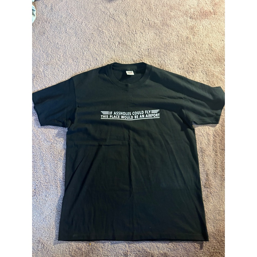 Vintage Anvil Graphic T-Shirt XL Black Sarcastic Humorous Made in USA Tee
